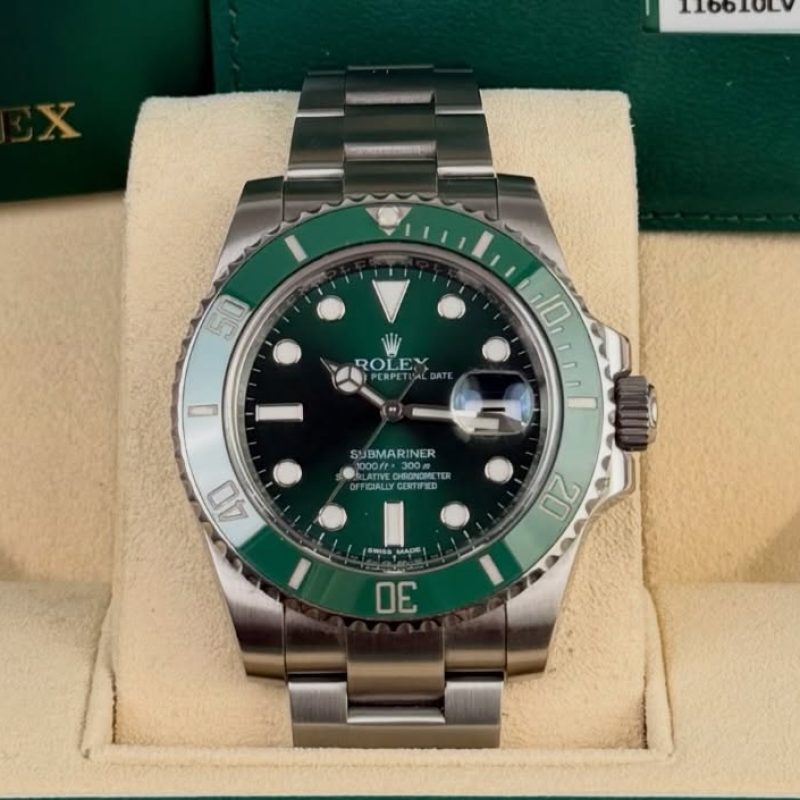 Rolex Submariner Date 116610LV „Hulk“ – eine der markantesten Submariner überhaupt. Grünes Zifferblatt, grü…